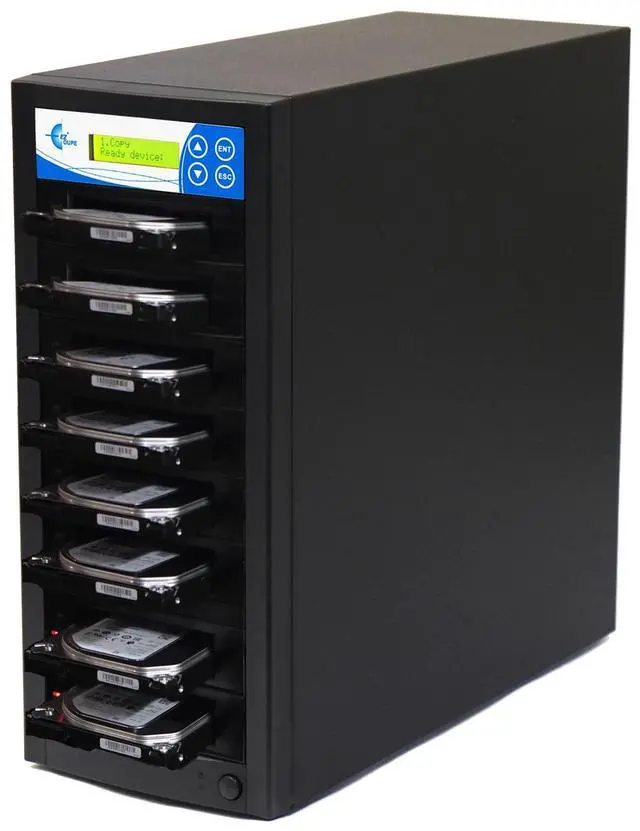 Main image of EZ DUPE 1 to 7 SSD HDD Hard Drive Duplicator - 9GB/Min - Standalone Copier and Sanitizer/Eraser for Multiple SATA 3.5 Disk & 2.5 Solid State Drives at copy speed up to 150MB/Sec (H07HSATB)