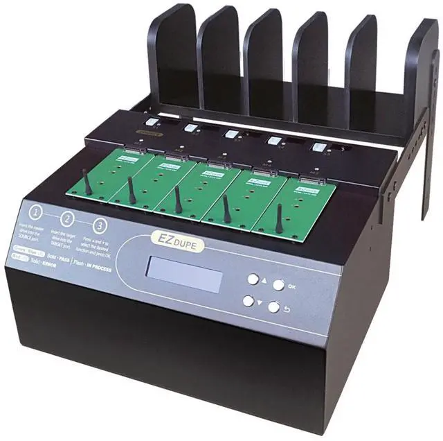 Alt view image 2 of 7 - EZ DUPE 1 to 4 M.2 NVMe Cyclone Pro Duplicator - 18GB/Min - Standalone 3.5" & 2.5" SATA Hard Disk Copier & Eraser/Sanitizer for PCIe M2 SATA modules & SSD Solid State Drives 300MB/Sec (DM-HE3-5M04PP)