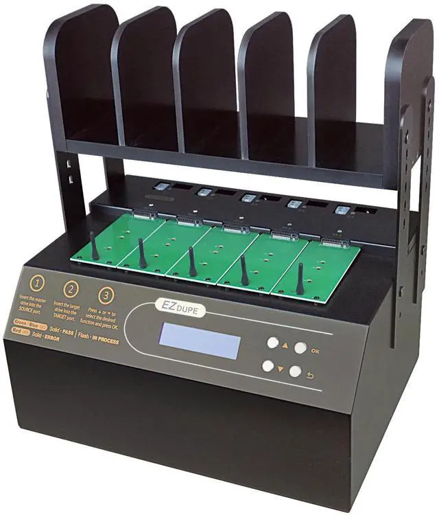 Alt view image 6 of 7 - EZ DUPE 1 to 4 M.2 NVMe Cyclone Pro Duplicator - 18GB/Min - Standalone 3.5" & 2.5" SATA Hard Disk Copier & Eraser/Sanitizer for PCIe M2 SATA modules & SSD Solid State Drives 300MB/Sec (DM-HE3-5M04PP)