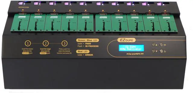 Alt view image 4 of 5 - EZ DUPE 1 to 9 M.2 NVMe Cyclone Pro Duplicator - 36GB/Min - Standalone 3.5" & 2.5" SATA Hard Disk Copier & Eraser/Sanitizer for PCIe M2 SATA modules & SSD Solid State Drives 600MB/Sec (DM-HE6-5M09PP)