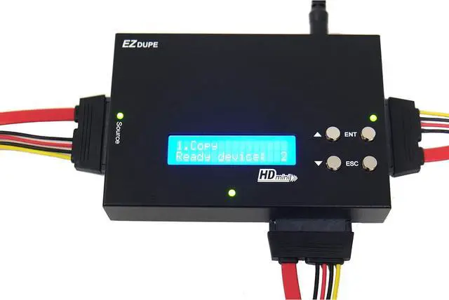 Alt view image 2 of 3 - EZ Dupe HDmini 1 to 2 Hard Drive Duplicator - 2.5" & 3.5" SATA HDD / SSD Card Mini Compact Copier Cloner 9GB/Min (up to 150MB/Sec) and Data Eraser  (DM-HS0-3H2B)