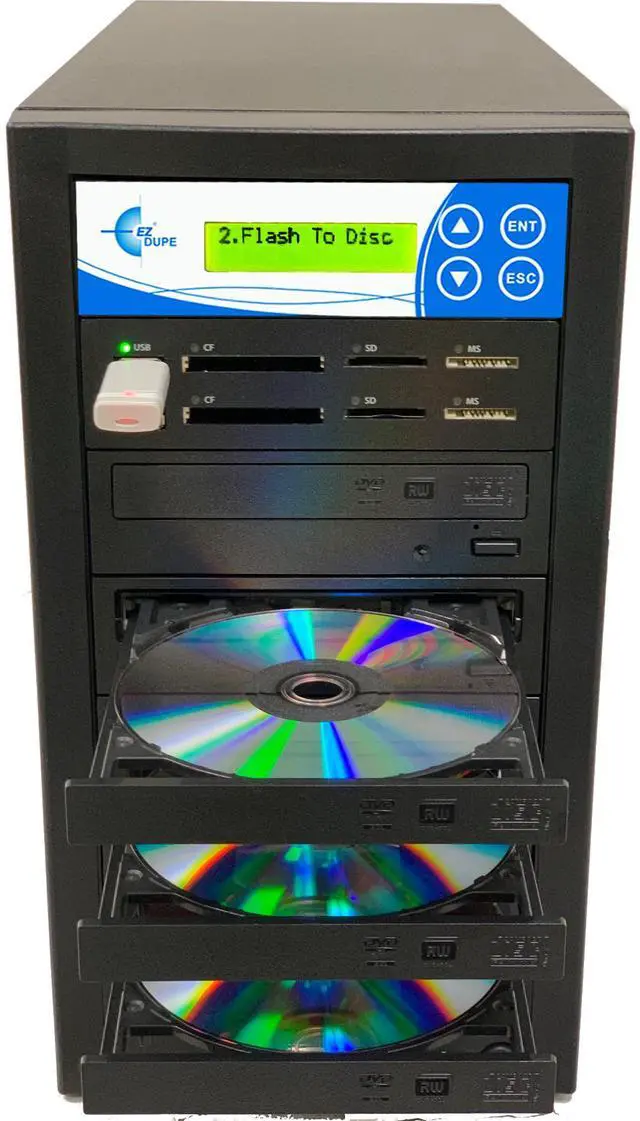 Alt view image 4 of 6 - EZ DUPE 1 to 5 Media Mirror Plus DVD Duplicator - Flash (SD / CF / MS / MMC / USB) & Disc (DVD / CD) to 1 Media / 5 Disc Copy Copier Multimedia Backup (M1005-SSP)