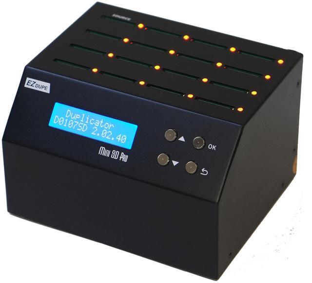 Alt view image 2 of 4 - EZ DUPE Mini SD Pro 1 to 15 SD / MicroSD Card Duplicator - 2GB/Min - Standalone Secure Digital Multiple Flash Memory Copier &  Eraser/Sanitizer - Copy Speeds Up to 25MB/Sec (DM-FD0-8SD15B)