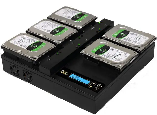 Main image of EZ Dupe 1 to 4 HD Cyclone 600 Flatbed Hard Drive Duplicator - 36GB/Min - Hard Drive Disk Copier and DoD Sanitizer/Eraser for SATA 3.5" HDD Disk & 2.5" SSD Solid State Drives 600MB/Sec (DM-HS3-HDD04)