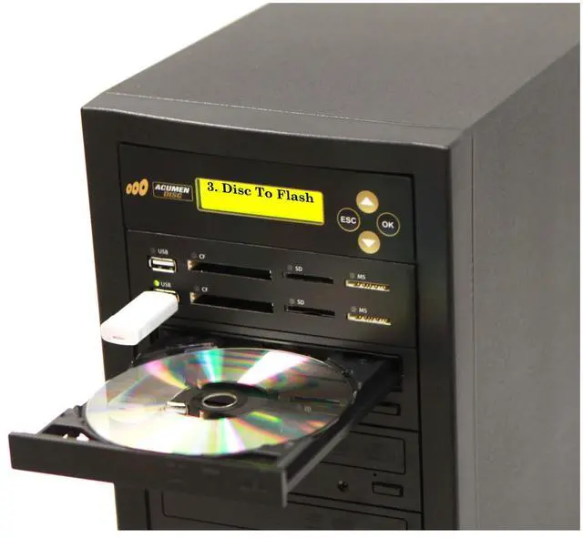 Alt view image 3 of 6 - Acumen Disc CrossOver Bi-Directional Multimedia Flash Memory Copier (CF SD MS USB) to 1-10 CD DVD Blu-Ray Disc Duplicator / Media Converter - Disc to Disc / Flash Memory to Flash Memory (AD10-MMPBD)