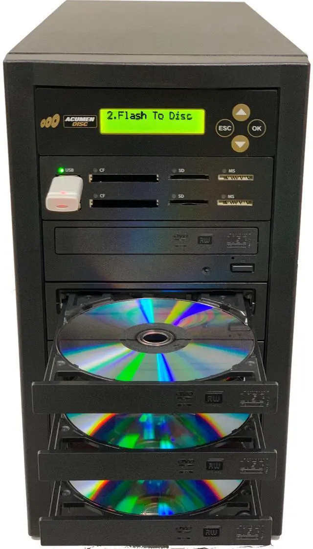 Alt view image 4 of 6 - Acumen Disc CrossOver Bi-Directional Multimedia Flash Memory Copier (CF SD MS USB) to 1-10 CD DVD Blu-Ray Disc Duplicator / Media Converter - Disc to Disc / Flash Memory to Flash Memory (AD10-MMPBD)