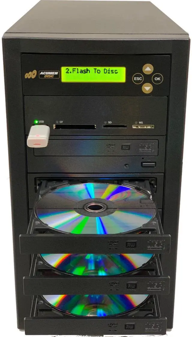 Alt view image 2 of 4 - Acumen Disc 1 to 7 Multimedia Back up DVD Duplicator - Flash Media Memory Drive Memory Stick (MS), CompactFlash (CF), Secure Digital (SD), USB & Disc (DVD/CD) to Disc Copier - AD07-MM