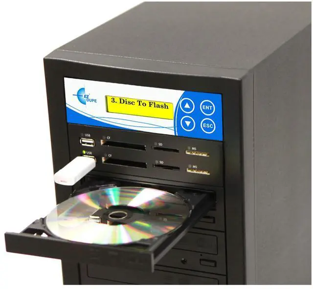 Alt view image 3 of 7 - EZ DUPE 1 to 2 Media Mirror Plus DVD Duplicator - Flash (SD / CF / MS / MMC / USB) & Disc (DVD / CD) to 1 Media / 2 Disc Copy Copier Multimedia Backup (M1002-SSP)