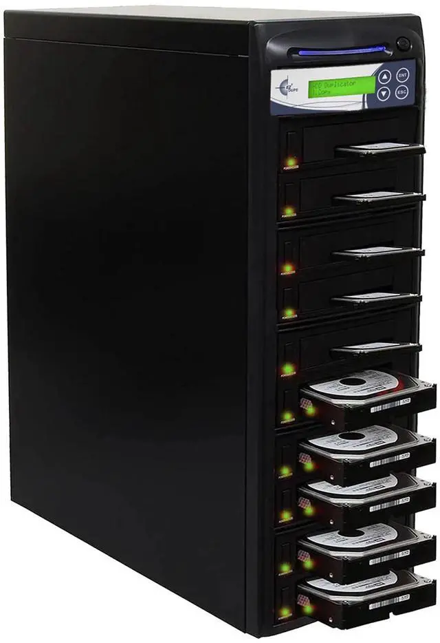 Main image of EZ DUPE 1 to 9 SSD HDD Hard Drive Duplicator - 9GB/Min - Standalone Copier and Sanitizer/Eraser for Multiple SATA 3.5 Disk & 2.5 Solid State Drives at copy speed up to 150MB/Sec (H09HSATB)