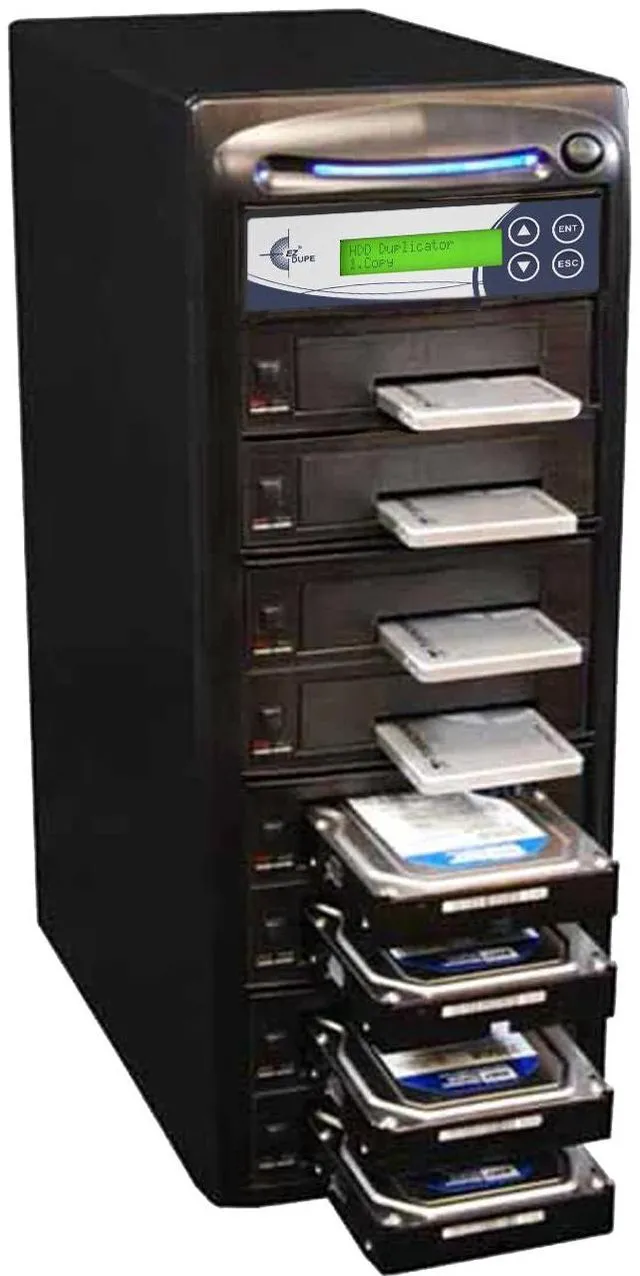Main image of EZ DUPE 1 to 7 SSD HDD Hard Drive Duplicator - 9GB/Min - Standalone Copier and Sanitizer/Eraser for Multiple SATA 3.5 Disk & 2.5 Solid State Drives at copy speed up to 150MB/Sec (H07HSATB)