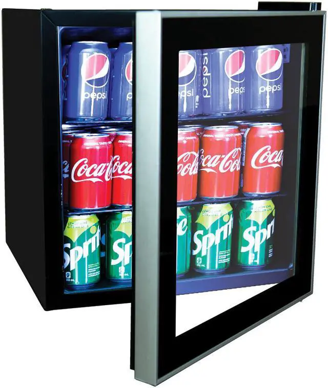 Alt view image 3 of 7 - 60 Can Beverage Refrigerator Cooler - Mini Fridge with Reversible Clear Front Glass Door for Beer Soda or Wine Drink Machine for Home, Office or Bar, 1.6cu.ft…