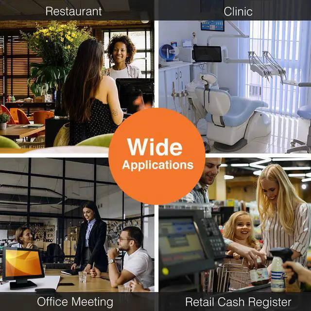 Alt view image 3 of 7 - 12-Inch Capacitive Multi-Touch POS TFT LED Touchscreen Monitor, True Flat Seamless Design with Adjustable POS Stand for Retail Restaurant, HDMI & VGA Inputs, High Resolution 1024 x 768