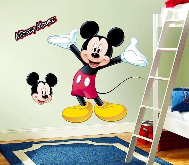 Alt view image 6 of 11 - RoomMates Mickey Mouse Peel and Stick Giant Wall Decal with Augmented Reality 18" x 40" 9" x 40" RMK1508GM