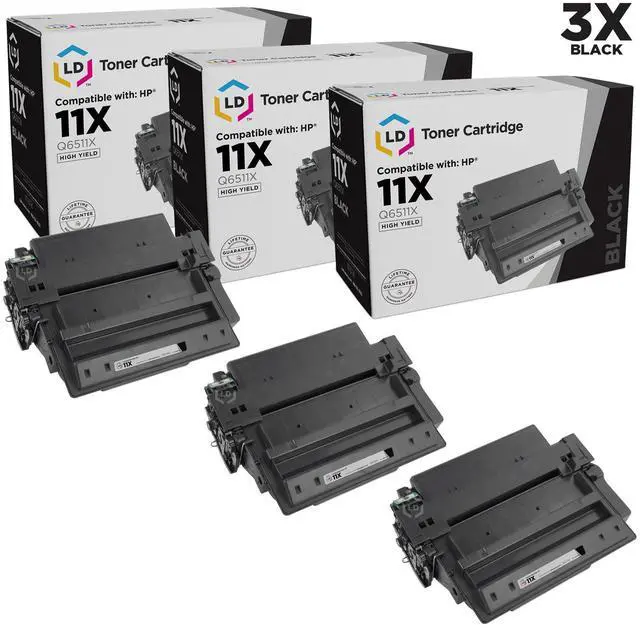 Main image of LD © Compatible Replacements for Hewlett Packard 11X (Q6511X) Pack of 3 High Yield Black Toner Cartridges for LaserJet 2420, 2420d, 2420dn, 2420n, 2430, 2430dtn, 2430n and 2430tn