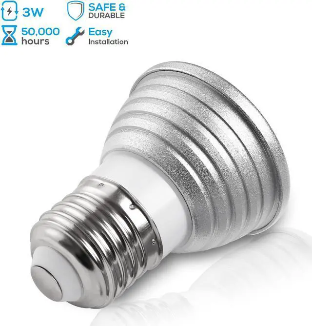 Alt view image 2 of 7 - 3w RGB 18 Watt Equivalent, MR16 LED E26/Medium (Standard) Base (Set of 6)