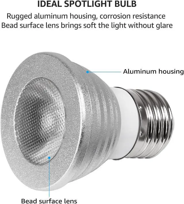 Alt view image 3 of 7 - 3w RGB 18 Watt Equivalent, MR16 LED E26/Medium (Standard) Base (Set of 6)