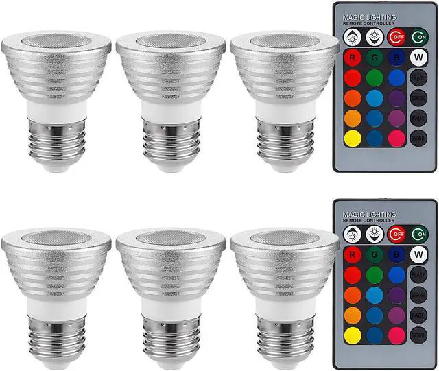 Main image of 3w RGB 18 Watt Equivalent, MR16 LED E26/Medium (Standard) Base (Set of 6)