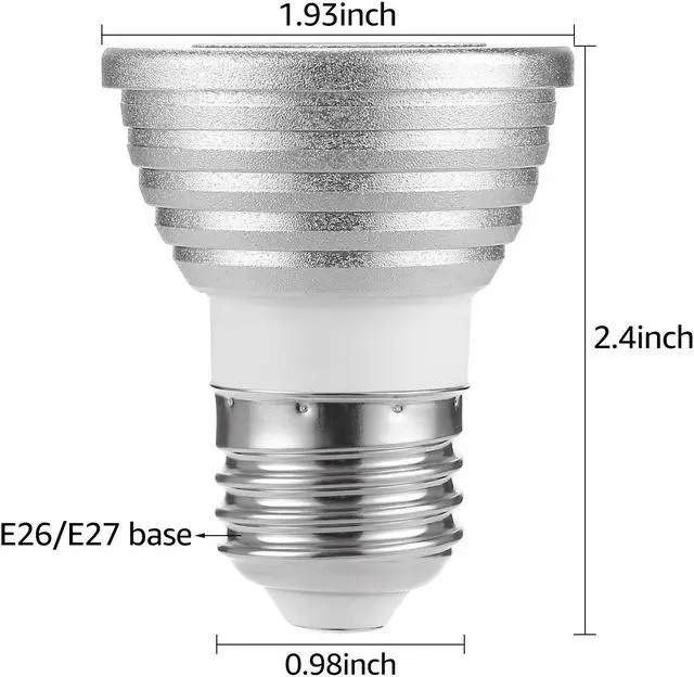 Alt view image 4 of 7 - 3w RGB 18 Watt Equivalent, MR16 LED E26/Medium (Standard) Base (Set of 6)