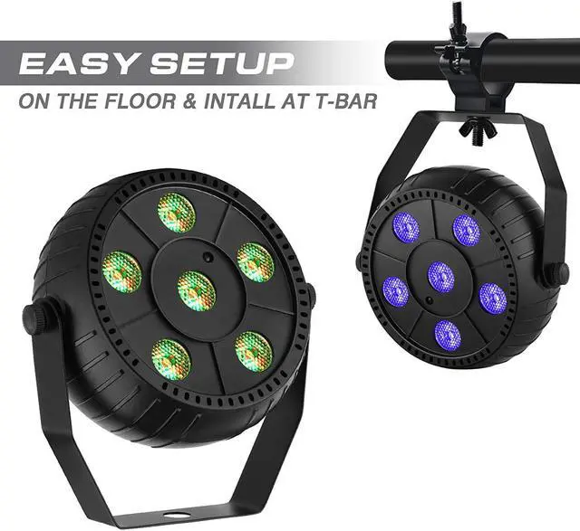 Alt view image 3 of 7 - Par Lights Battery Powered, OPPSK 18W 6LEDs RGB Stage Lights 2 Pack, Battery Powered and Remote Control, 6Hours Working Time for DJ Gigs Wedding Church Christmas Party Stage Lighting