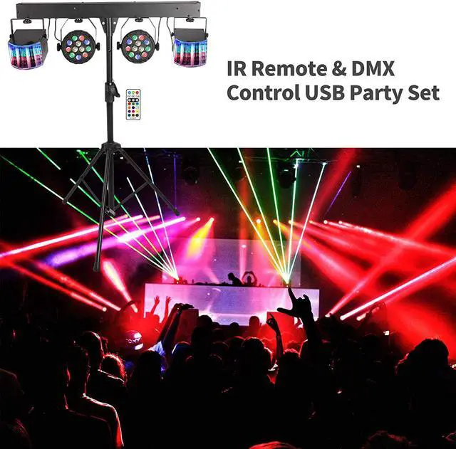Alt view image 5 of 7 - LED DJ Lighting Set, RGB Party Bar Package Sound Activated Stage Lighting System, DMX & Remote Control, Portable Gig Bars Lighting Kit with Stand and Bag