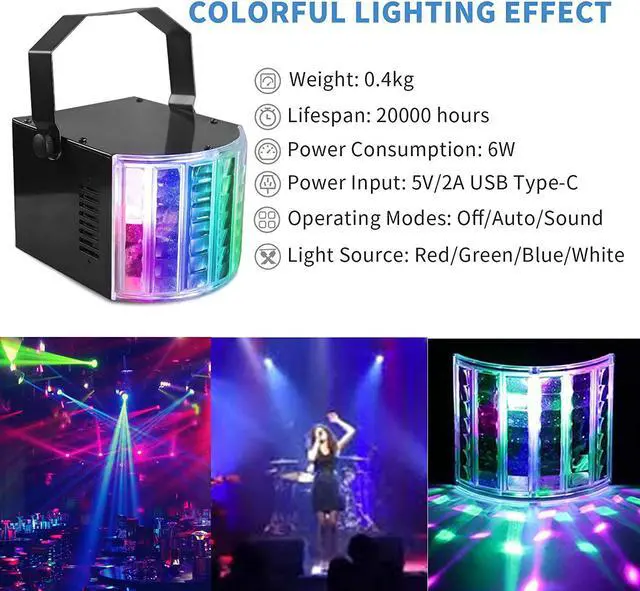 Alt view image 2 of 7 - Stage Lights, 3W Sound Activated DJ Mini Kinta RGBW LED Mixed Beam Lights Effects Mini Derby Projector Lighting DJ Disco Light for Party Club Weeding Birthday - 2 Pack