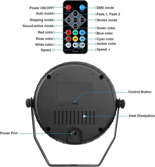 Alt view image 4 of 7 - Par Lights Battery Powered, OPPSK 18W 6LEDs RGB Stage Lights 2 Pack, Battery Powered and Remote Control, 6Hours Working Time for DJ Gigs Wedding Church Christmas Party Stage Lighting