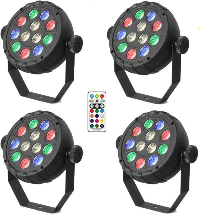 Main image of DJ Par Lights, 12 LEDs RGB Stage Light, 14W Sound Activated Party Lights Par Lighting, Wireless IR Remote Control, for Club, Weeding, Parties, Home Gathering, Festival - 4 Pack