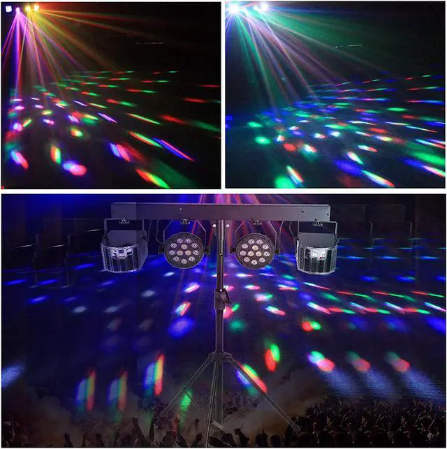 Alt view image 6 of 7 - LED DJ Lighting Set, RGB Party Bar Package Sound Activated Stage Lighting System, DMX & Remote Control, Portable Gig Bars Lighting Kit with Stand and Bag