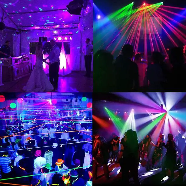 Alt view image 7 of 7 - Stage Lights, 3W Sound Activated DJ Mini Kinta RGBW LED Mixed Beam Lights Effects Mini Derby Projector Lighting DJ Disco Light for Party Club Weeding Birthday - 2 Pack