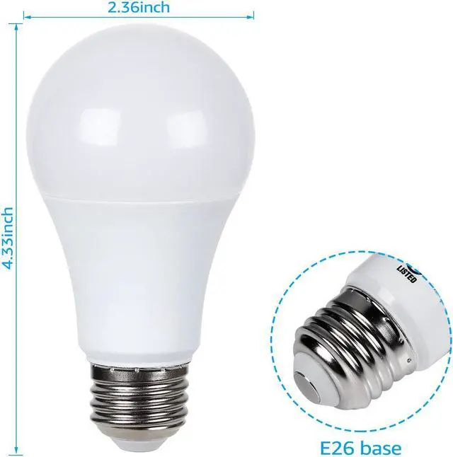 Alt view image 6 of 6 - Dimmable A19 LED Light Bulb, 9.5W (60W Incandescent Equivalent), 2700K Soft White, 800lm, E26 Base, UL & ENERGY STAR Listed 6000K