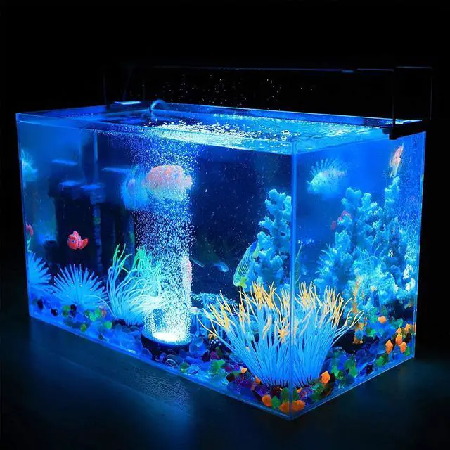 Alt view image 3 of 7 - LED Lighting Aquarium Air Stone, 3W Submersible Fish Tank Bubble Stone, RGB Color Changing Underwater Air Pump Stones