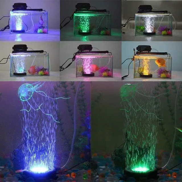 Alt view image 6 of 7 - LED Lighting Aquarium Air Stone, 3W Submersible Fish Tank Bubble Stone, RGB Color Changing Underwater Air Pump Stones
