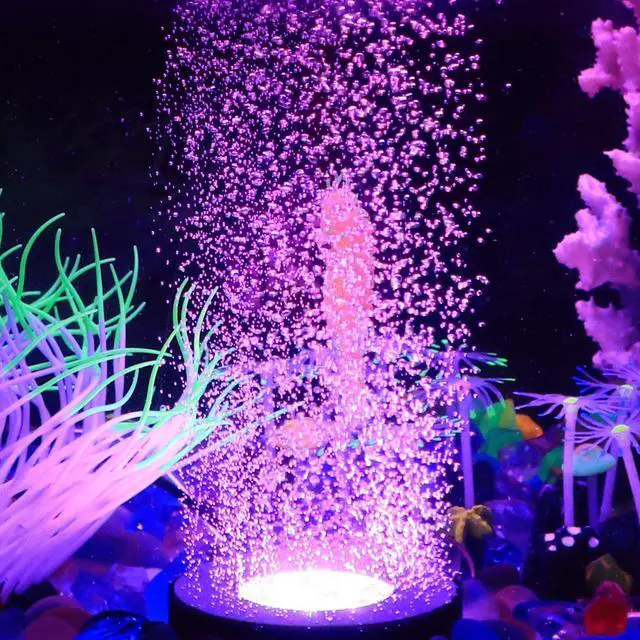 Alt view image 2 of 7 - LED Lighting Aquarium Air Stone, 3W Submersible Fish Tank Bubble Stone, RGB Color Changing Underwater Air Pump Stones