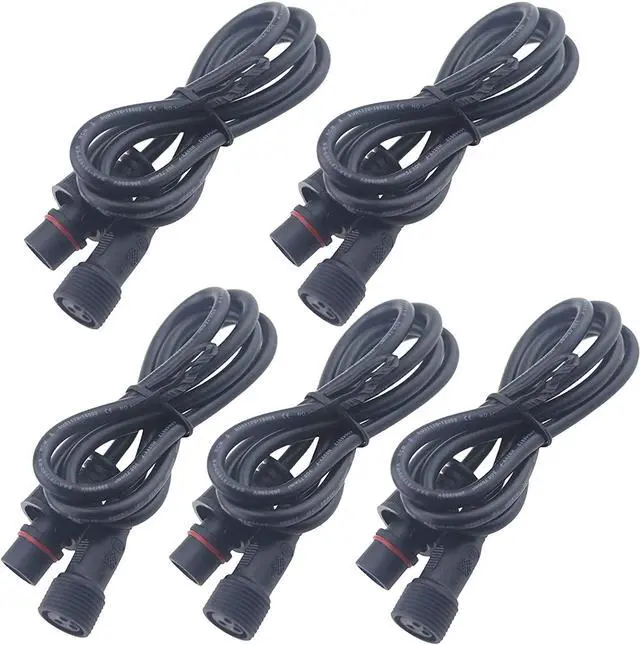 Main image of 5Pack 3M 9.84ft 3 Pin Extension Cable Wire with Male and Female Connectors 0.75mm² for Car, Truck, Boat,Indoor/Outdoor LED Pixel Strip String Light