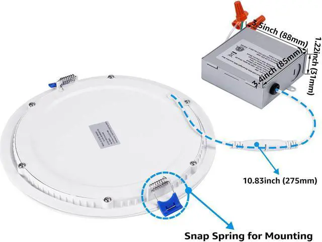 Alt view image 3 of 7 - OmaiLighting 18W 8 Inch Ultra-Thin Recessed Ceiling Light with Junction Box, 2700K Soft White, 120W Eqv. Dimmable IC-rated Downlight, 1440lm, ETL & Energy Star Certified Slim Panel Light, Pack of 6