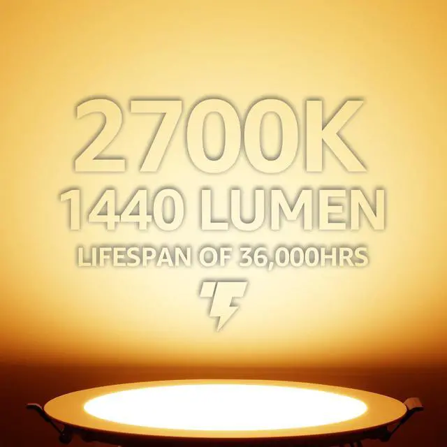 Alt view image 5 of 7 - OmaiLighting 18W 8 Inch Ultra-Thin Recessed Ceiling Light with Junction Box, 2700K Soft White, 120W Eqv. Dimmable IC-rated Downlight, 1440lm, ETL & Energy Star Certified Slim Panel Light, Pack of 6