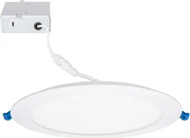 Main image of OmaiLighting 8 in. Slim Round LED Downlight, Flat Panel Light Fixture, Dimmable Recessed Canless IC Rated, 1250 Lumens, Warm White 2700K, 18 Watt, Junction Box Included