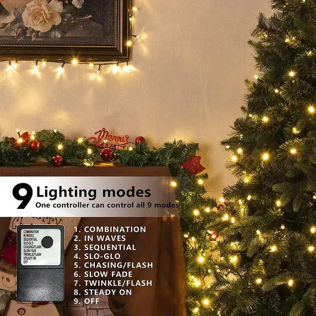 Alt view image 4 of 7 - OmaiLighting Christmas String Lights 82FT 200 LED UL Safe Certified Waterproof 9 Modes Fairy Twinkle Lights for Indoor/Outdoor Backyard,Party,Garden,Patio,Wedding,Holiday Decor (Warm White)