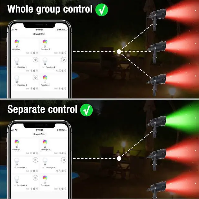 Alt view image 3 of 7 - OmaiLighting Landscape Lights Outdoor,Color Change Led Stage Landscape Lighting,RGB Bluetooth Smart Floodlights APP Control,16 Million Colors Spotlight Flood Lamp for Garden Yard Tree Decoration