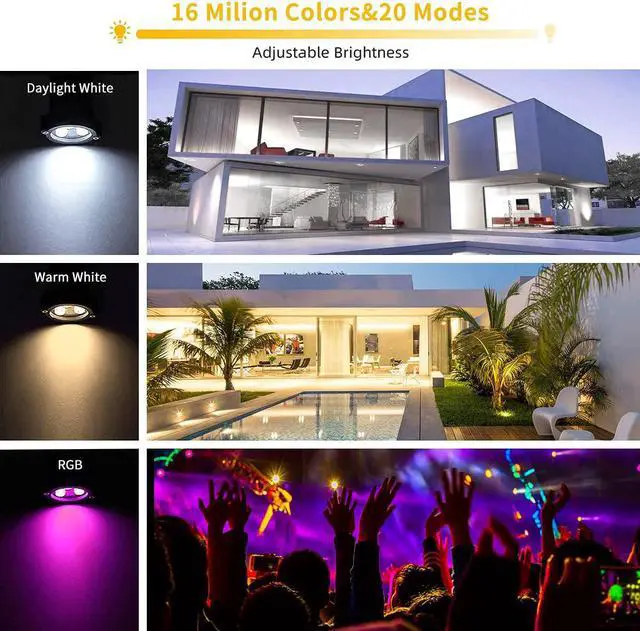 Alt view image 4 of 7 - OmaiLighting Landscape Lights Outdoor,Color Change Led Stage Landscape Lighting,RGB Bluetooth Smart Floodlights APP Control,16 Million Colors Spotlight Flood Lamp for Garden Yard Tree Decoration
