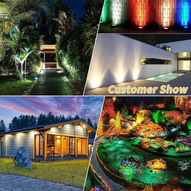 Alt view image 7 of 7 - OmaiLighting 4 pack Landscape Lights Outdoor, Color Change Led Stage Landscape Lighting,RGB Bluetooth Smart Floodlights APP Control,16 Million Colors Spotlight Flood Lamp for Garden Yard