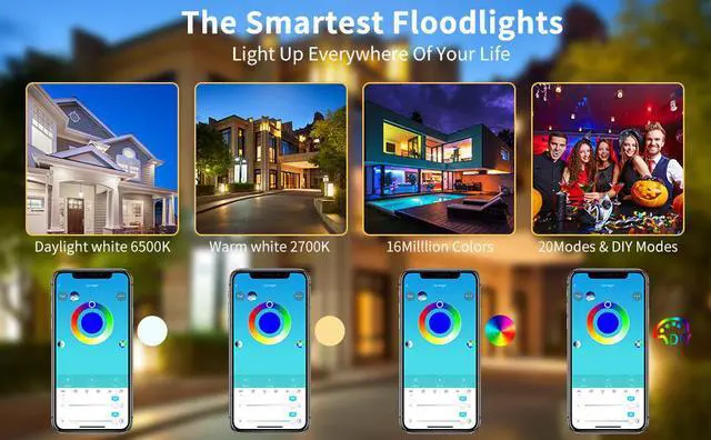 Alt view image 5 of 7 - OmaiLighting 4 pack Landscape Lights Outdoor, Color Change Led Stage Landscape Lighting,RGB Bluetooth Smart Floodlights APP Control,16 Million Colors Spotlight Flood Lamp for Garden Yard