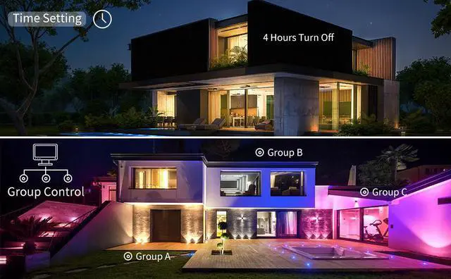 Alt view image 4 of 7 - OmaiLighting 4 pack Landscape Lights Outdoor, Color Change Led Stage Landscape Lighting,RGB Bluetooth Smart Floodlights APP Control,16 Million Colors Spotlight Flood Lamp for Garden Yard