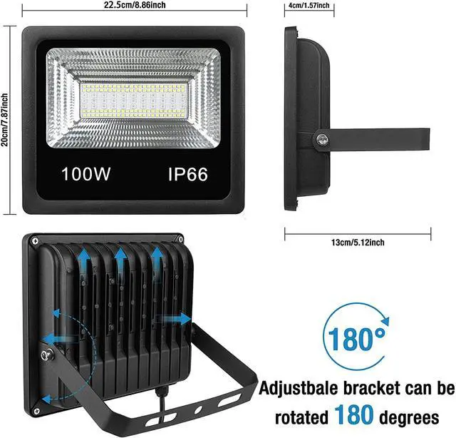 Alt view image 2 of 7 - Led Flood Light Outdoor Color Changing Led Stage Landscape Lighting, RGB Bluetooth Smart Floodlights Outdoor APP Control,16 Million Colors,Timing,Music Sync, IP66 Waterproof US 3-Plug (2 Pack, 100W)