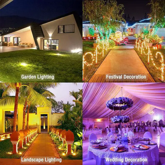 Alt view image 7 of 7 - Led Flood Light Outdoor Color Changing Led Stage Landscape Lighting, RGB Bluetooth Smart Floodlights Outdoor APP Control,16 Million Colors,Timing,Music Sync, IP66 Waterproof US 3-Plug (2 Pack, 100W)