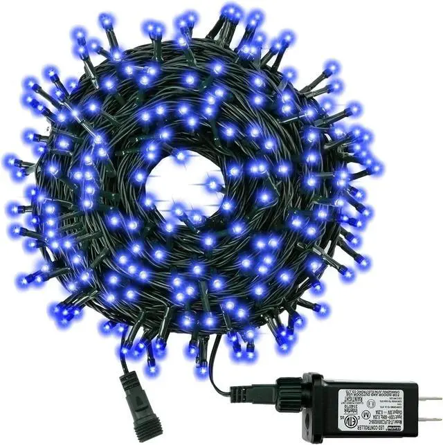 Main image of OmaiLighting 100FT White Christmas Lights Outdoor, 300LED Mini String Lights 8 Modes, Christmas Tree Lights Green Wire, Connectable Holiday Fairy Lights for Garden Yard Wedding Party Home Blue