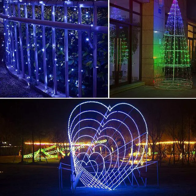 Alt view image 2 of 6 - OmaiLighting 100FT White Christmas Lights Outdoor, 300LED Mini String Lights 8 Modes, Christmas Tree Lights Green Wire, Connectable Holiday Fairy Lights for Garden Yard Wedding Party Home Blue