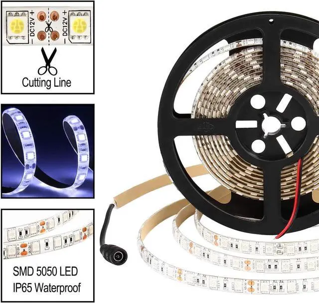 Alt view image 6 of 7 - OmaiLighting LED Light Strip, 16.4ft/5M SMD 5050 60Leds/M Cool White Waterproof Led Flexible Flash 300 LEDs Rope Lights