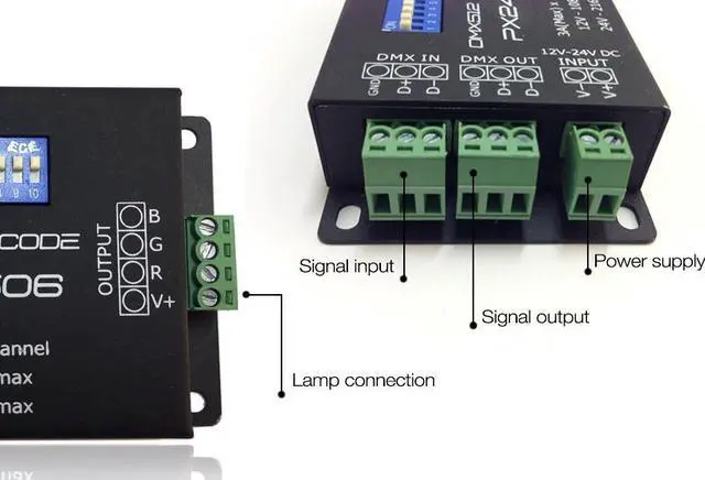 Alt view image 4 of 7 - DC12-24V 3 Channels DMX 512 Decoder - DMX Driver Controller for LED Lights and DMX Devices
