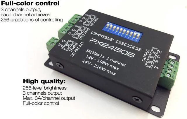 Alt view image 5 of 7 - DC12-24V 3 Channels DMX 512 Decoder - DMX Driver Controller for LED Lights and DMX Devices